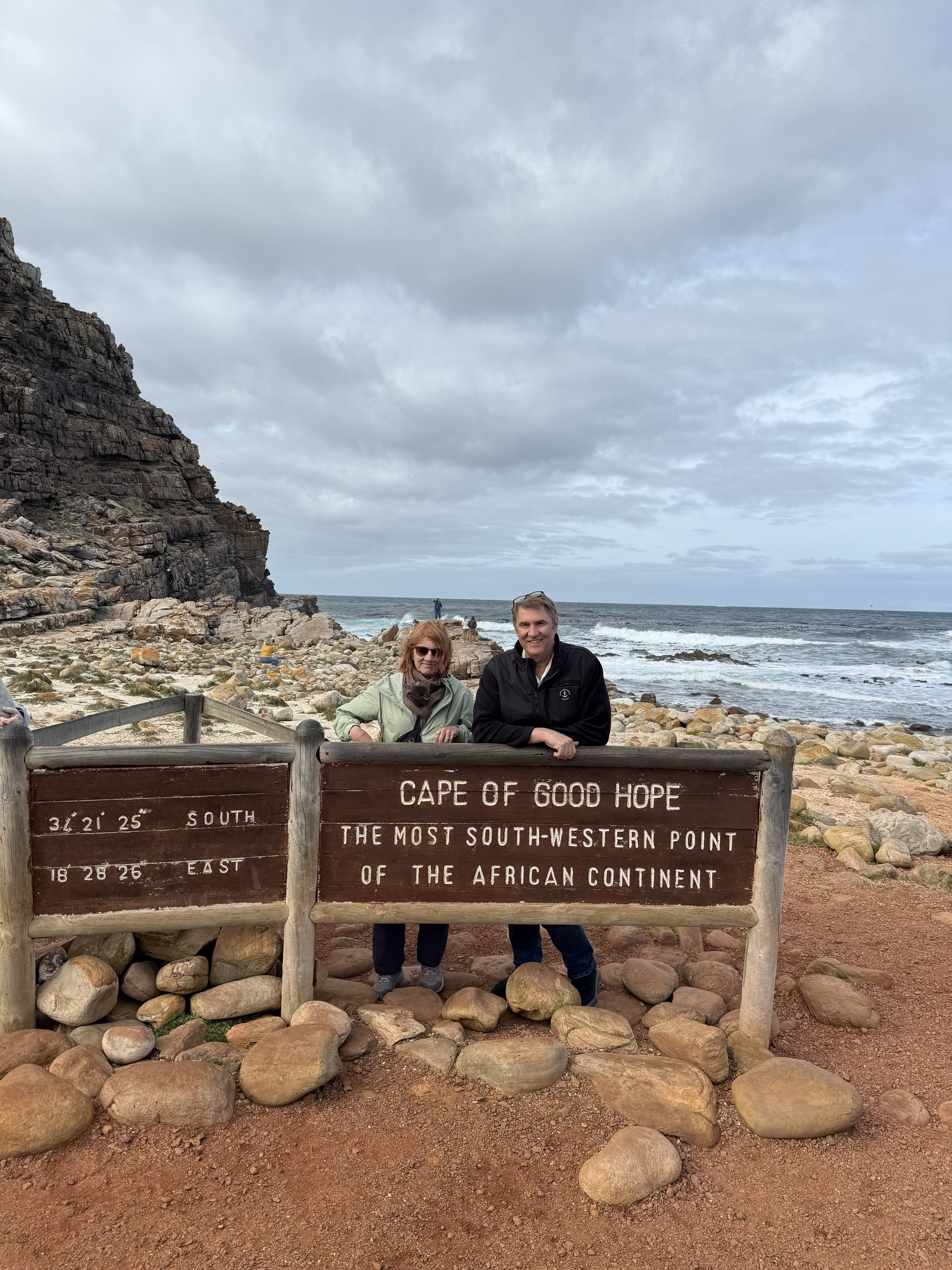 The obligatory and entirely non-negotiable photograph at the sign: “Cape of Good Hope — the most south-western point of the African continent.”