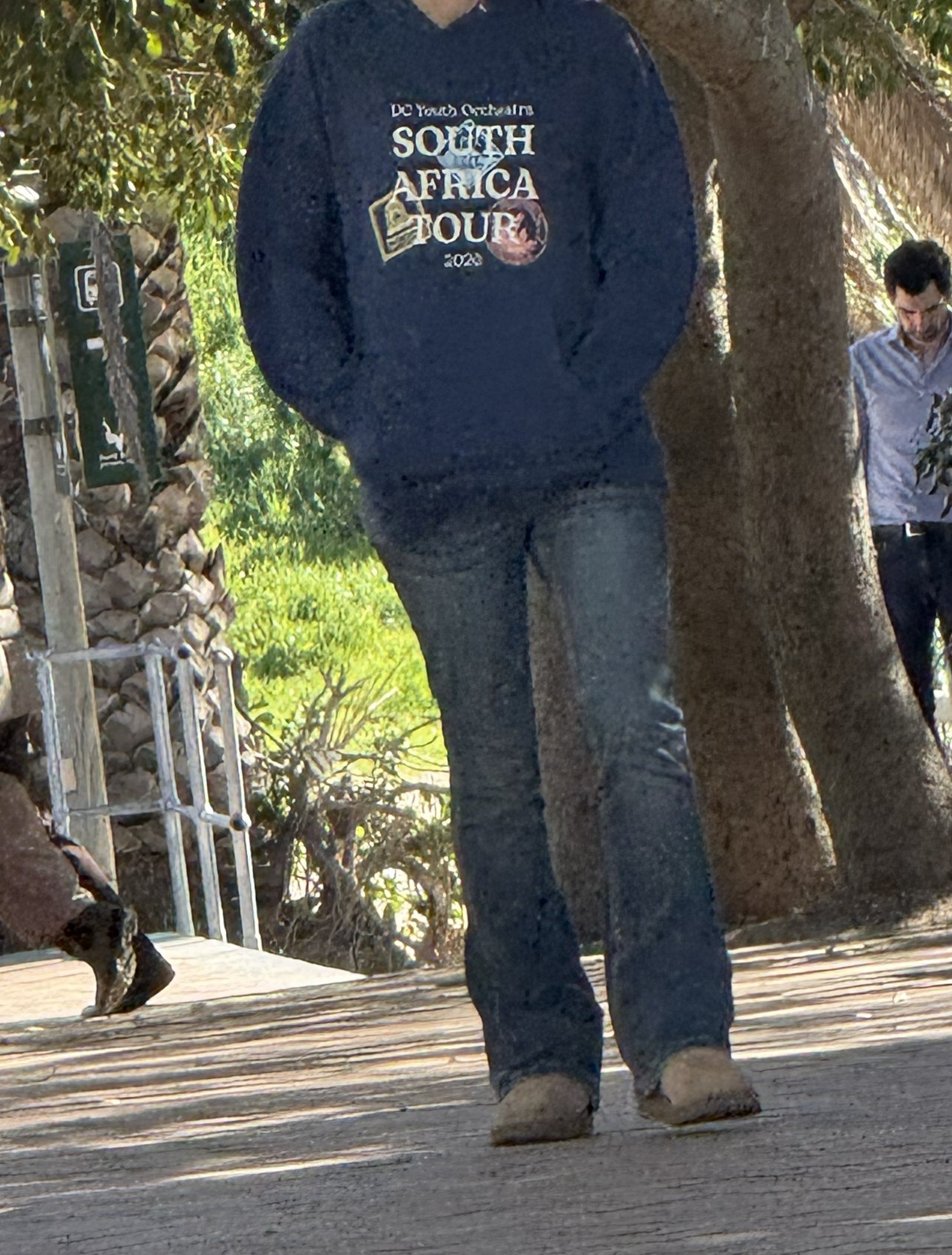 And a wholly unexpected sight in the middle of it — a group from the DC Youth Orchestra, in matching sweatshirts, wandering the same path. Six thousand miles from home and we run i