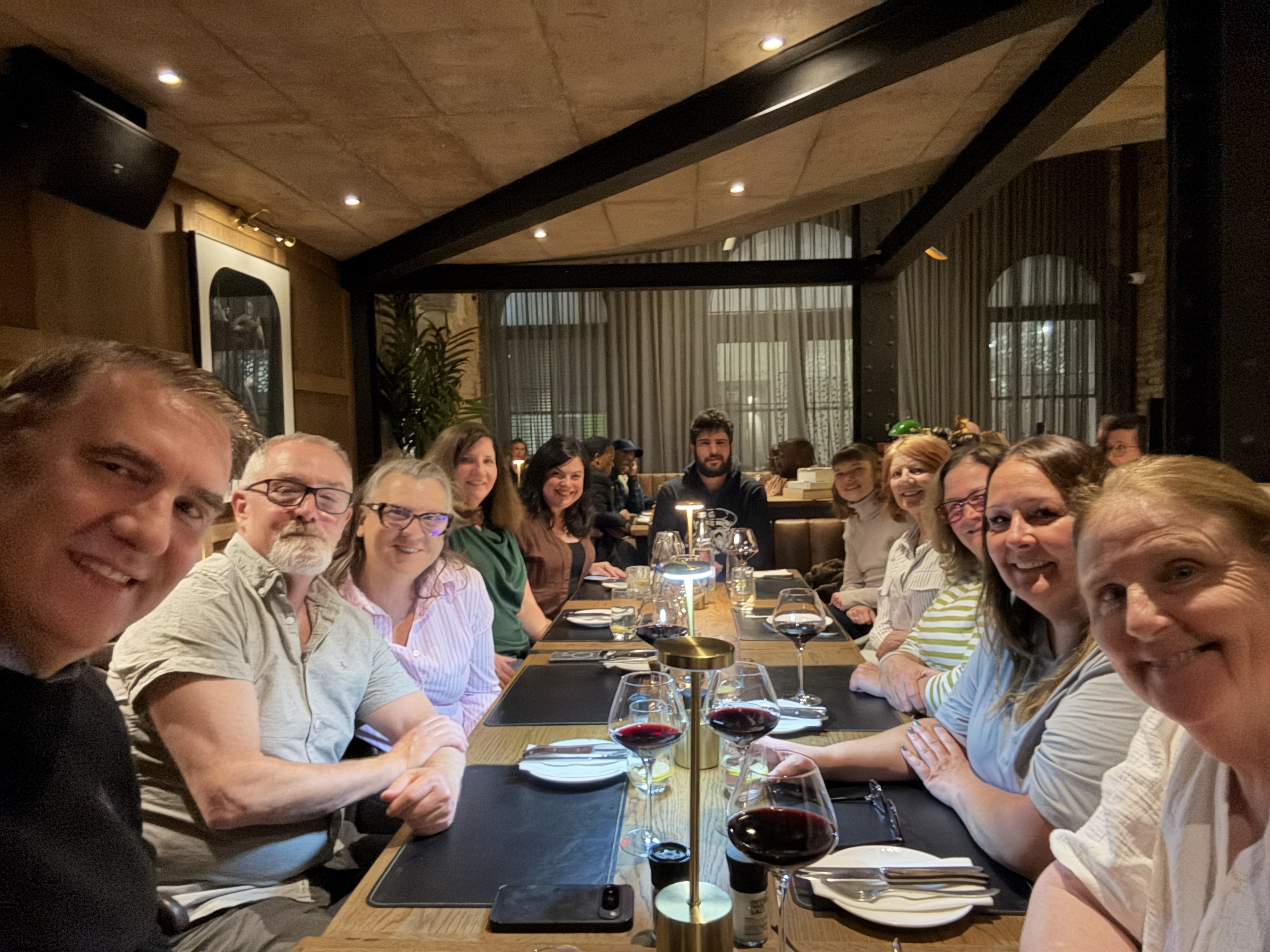 The last dinner together. Dylan — which is to say EF Go Ahead — picked up the drinks. I had the fillet, on Debbie's recommendation, and it was superb. I am sorry to say I have